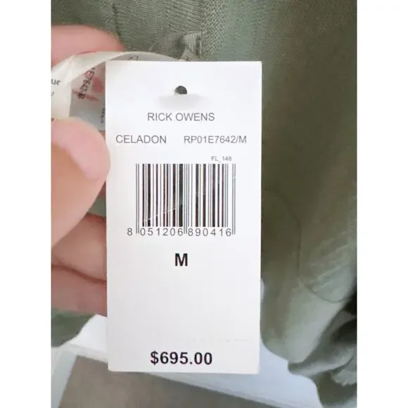 Rick Owens Wool Ribbed Wrap Cardigan Green size M - Picture 6 of 7